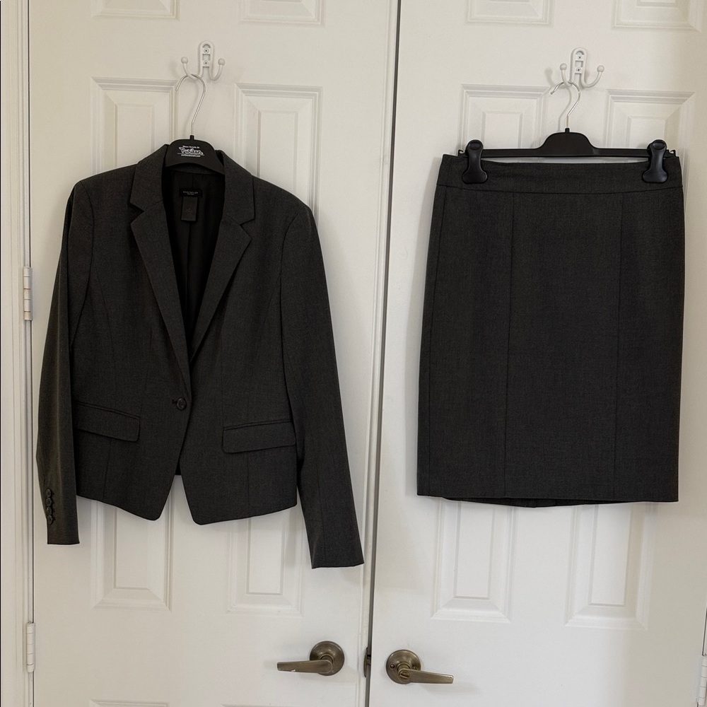 Dark Gray Blazer and Skirt Set